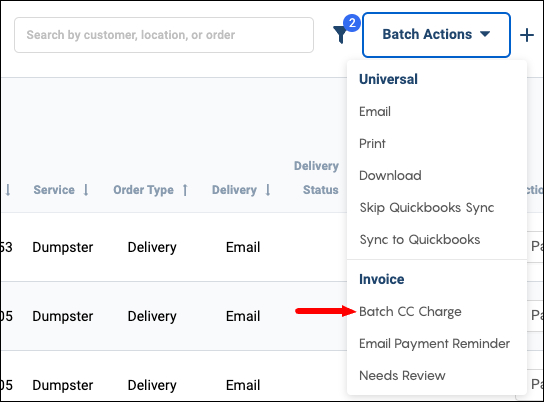 Batch Credit Card Charge