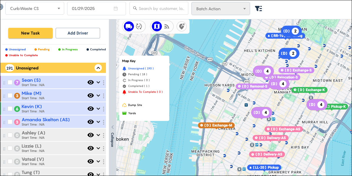 Driver Colors in Dispatch from Map